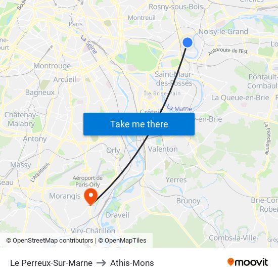 Le Perreux-Sur-Marne to Athis-Mons map