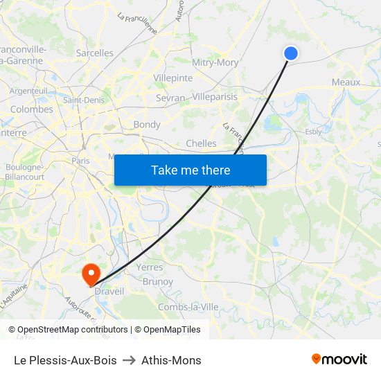 Le Plessis-Aux-Bois to Athis-Mons map