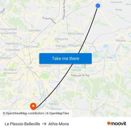 Le Plessis-Belleville to Athis-Mons map