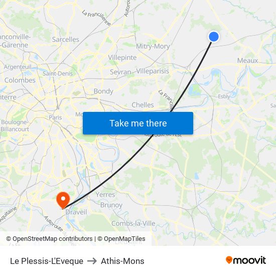 Le Plessis-L'Eveque to Athis-Mons map