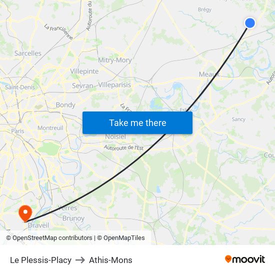 Le Plessis-Placy to Athis-Mons map
