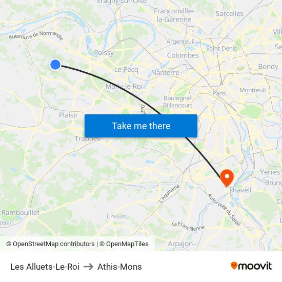 Les Alluets-Le-Roi to Athis-Mons map