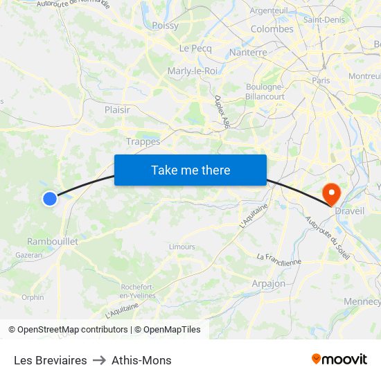 Les Breviaires to Athis-Mons map