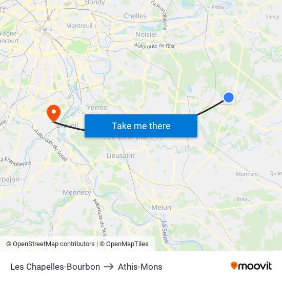 Les Chapelles-Bourbon to Athis-Mons map