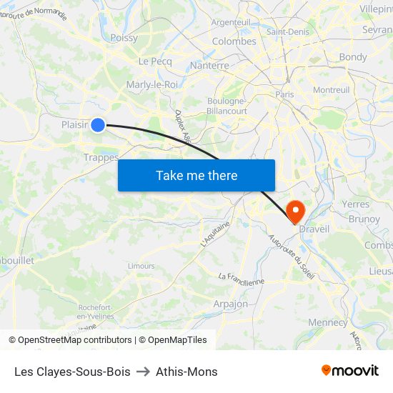 Les Clayes-Sous-Bois to Athis-Mons map