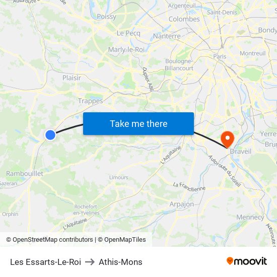 Les Essarts-Le-Roi to Athis-Mons map