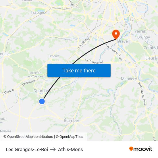 Les Granges-Le-Roi to Athis-Mons map