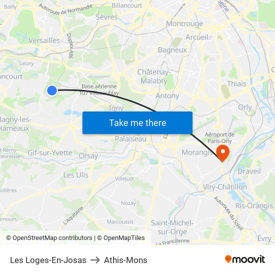 Les Loges-En-Josas to Athis-Mons map