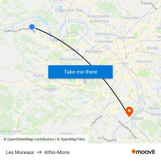 Les Mureaux to Athis-Mons map