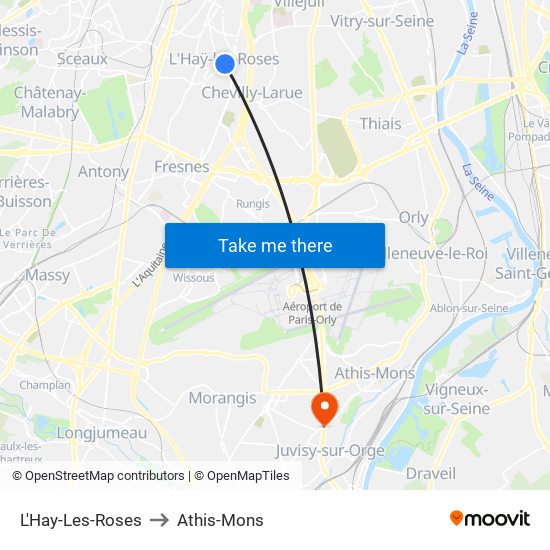 L'Hay-Les-Roses to Athis-Mons map