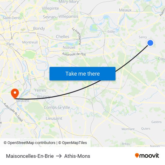 Maisoncelles-En-Brie to Athis-Mons map