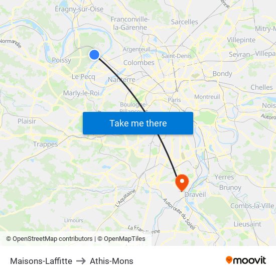 Maisons-Laffitte to Athis-Mons map