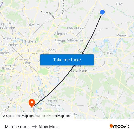 Marchemoret to Athis-Mons map