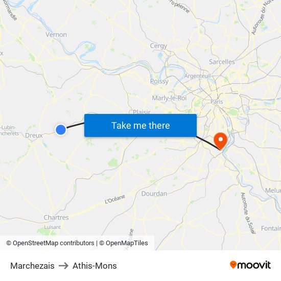 Marchezais to Athis-Mons map