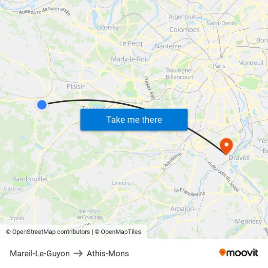 Mareil-Le-Guyon to Athis-Mons map