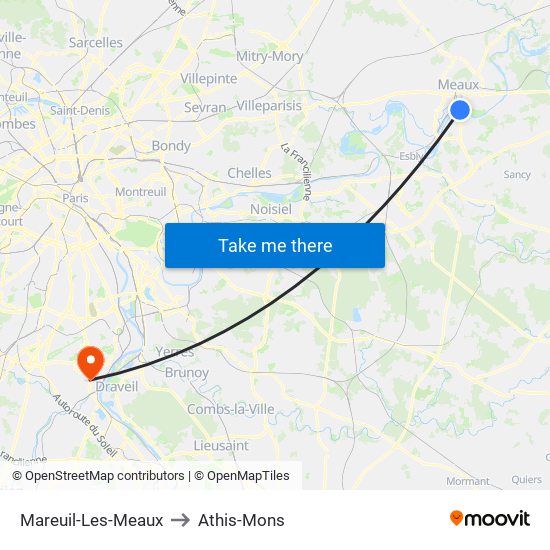 Mareuil-Les-Meaux to Athis-Mons map