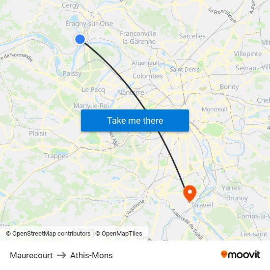 Maurecourt to Athis-Mons map