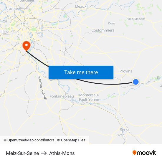 Melz-Sur-Seine to Athis-Mons map