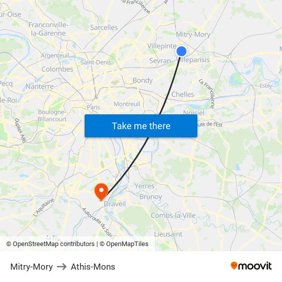 Mitry-Mory to Athis-Mons map