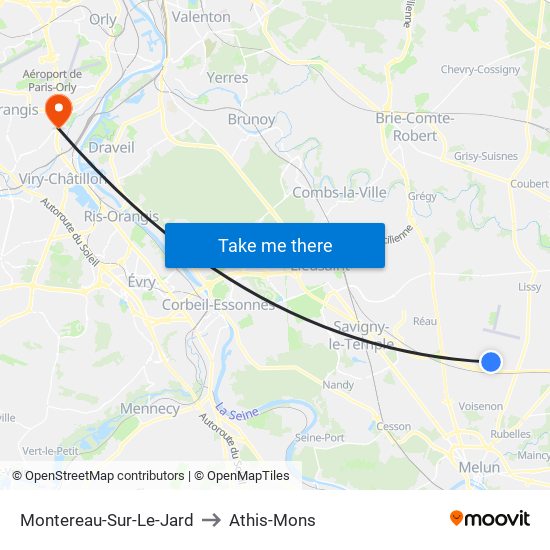 Montereau-Sur-Le-Jard to Athis-Mons map