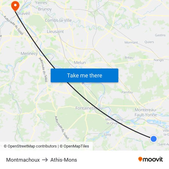 Montmachoux to Athis-Mons map