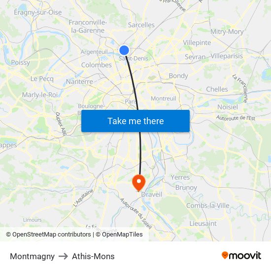 Montmagny to Athis-Mons map