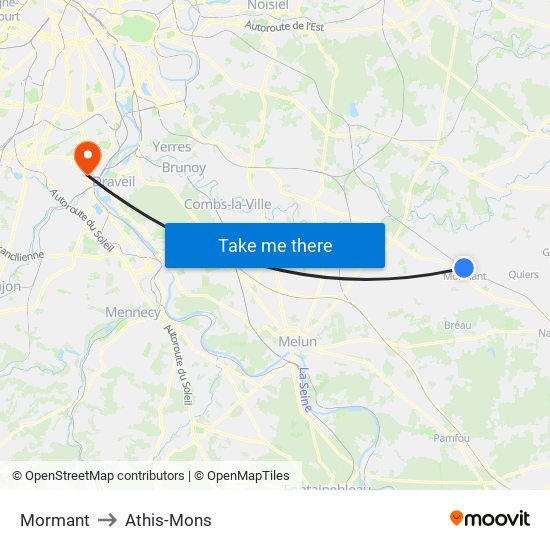 Mormant to Athis-Mons map