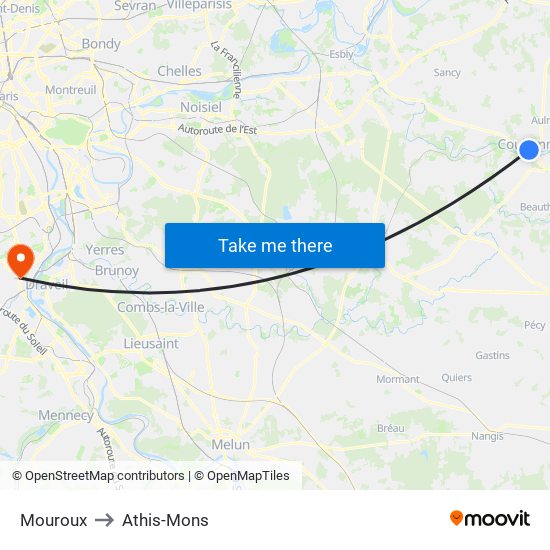 Mouroux to Athis-Mons map