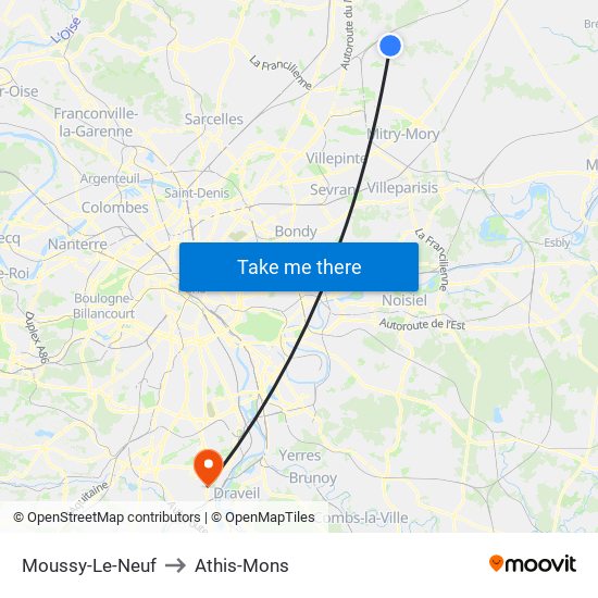 Moussy-Le-Neuf to Athis-Mons map