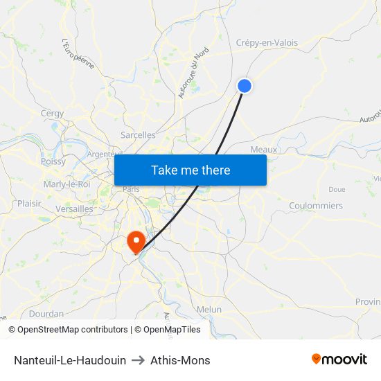 Nanteuil-Le-Haudouin to Athis-Mons map