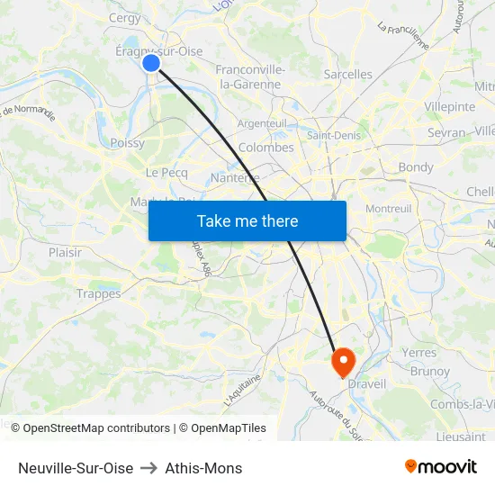 Neuville-Sur-Oise to Athis-Mons map