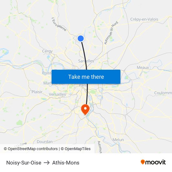 Noisy-Sur-Oise to Athis-Mons map