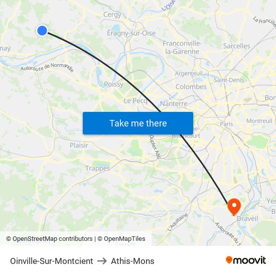 Oinville-Sur-Montcient to Athis-Mons map