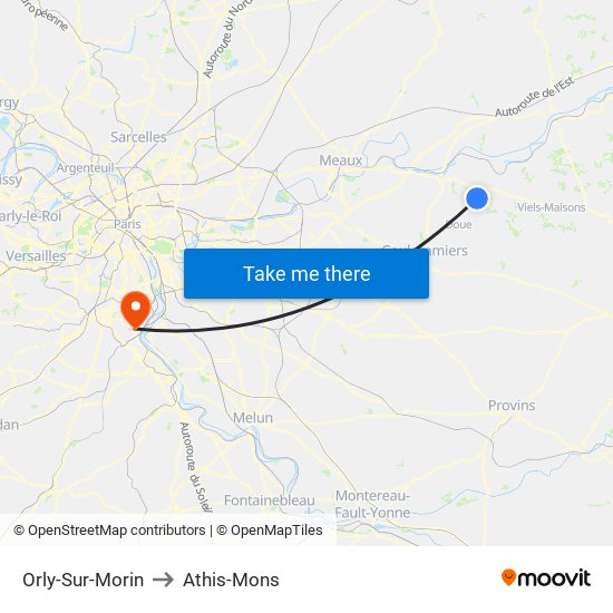 Orly-Sur-Morin to Athis-Mons map