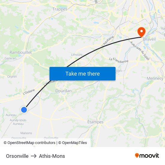 Orsonville to Athis-Mons map