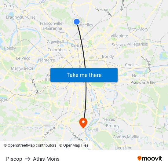 Piscop to Athis-Mons map