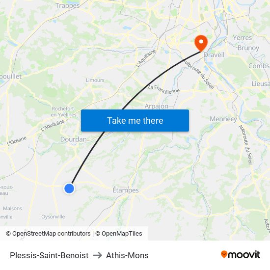 Plessis-Saint-Benoist to Athis-Mons map