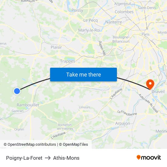 Poigny-La-Foret to Athis-Mons map