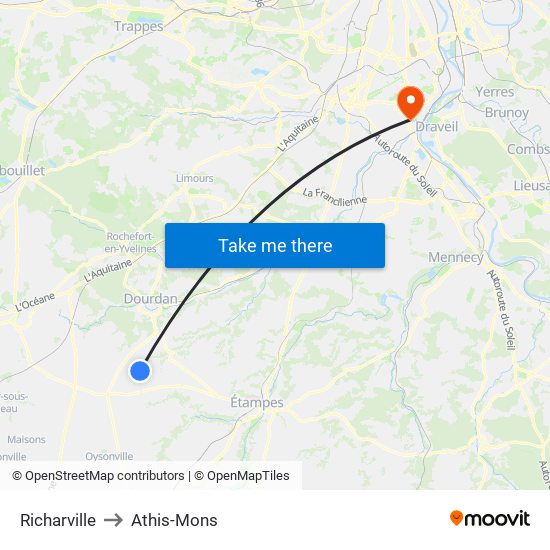 Richarville to Athis-Mons map