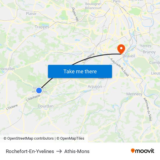 Rochefort-En-Yvelines to Athis-Mons map