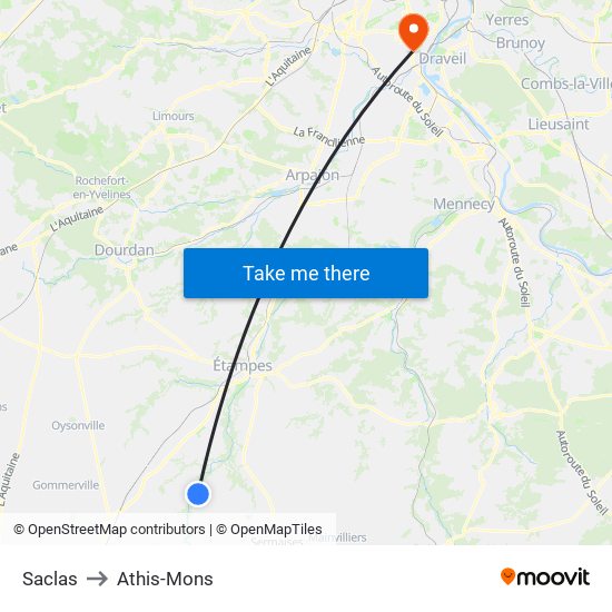 Saclas to Athis-Mons map