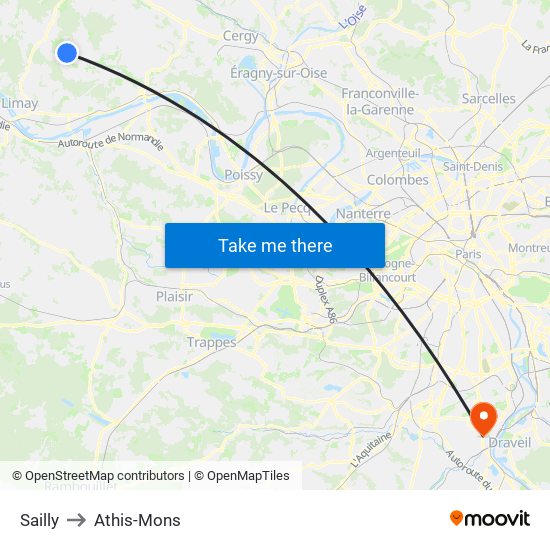 Sailly to Athis-Mons map
