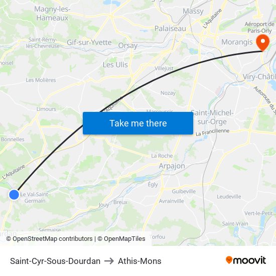 Saint-Cyr-Sous-Dourdan to Athis-Mons map