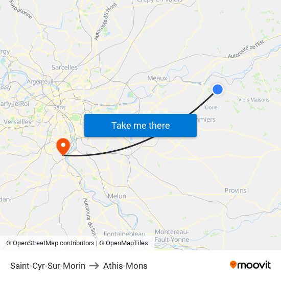 Saint-Cyr-Sur-Morin to Athis-Mons map