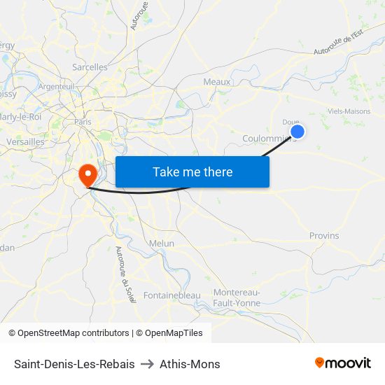 Saint-Denis-Les-Rebais to Athis-Mons map
