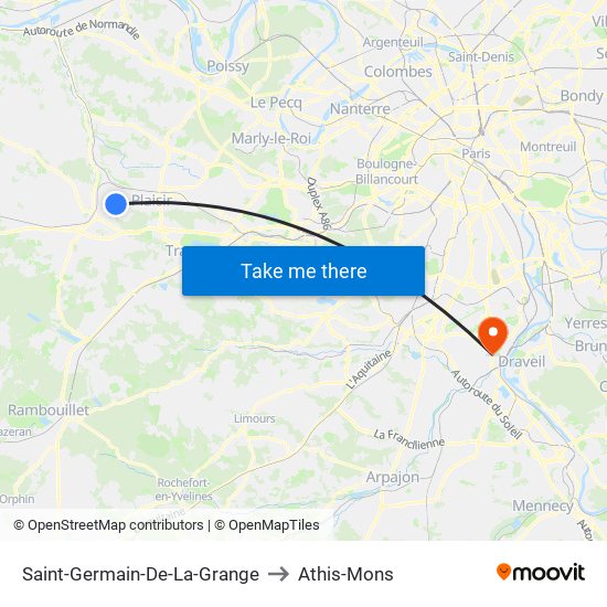 Saint-Germain-De-La-Grange to Athis-Mons map