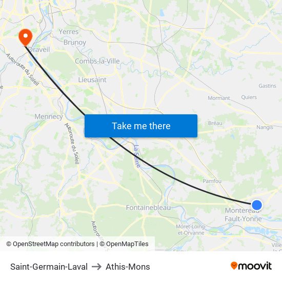 Saint-Germain-Laval to Athis-Mons map