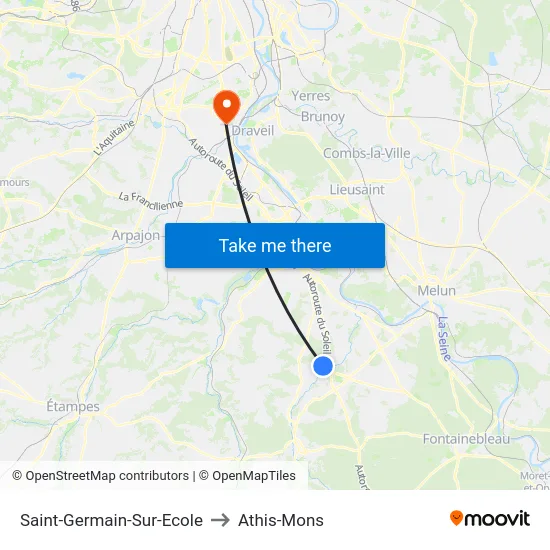 Saint-Germain-Sur-Ecole to Athis-Mons map