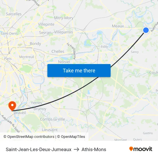 Saint-Jean-Les-Deux-Jumeaux to Athis-Mons map