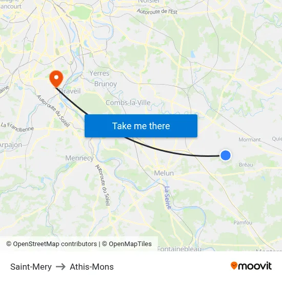 Saint-Mery to Athis-Mons map